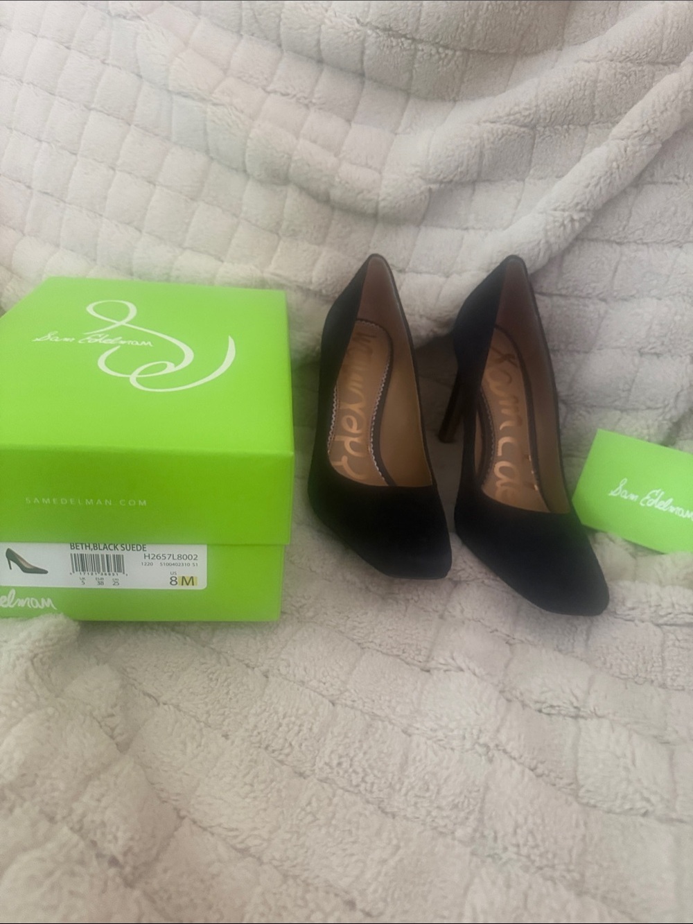 Sam Edelman Black Suede slightly squared-Toe Stiletto Pumps—worn once.